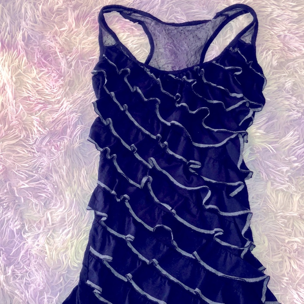 Wet seal dark blue ruffle top